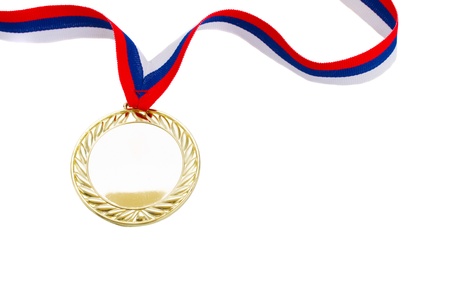 one golde  medal close up  isolated on white backgroundの写真素材