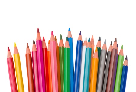 multicolored pencils set isolated on white backgroundの写真素材