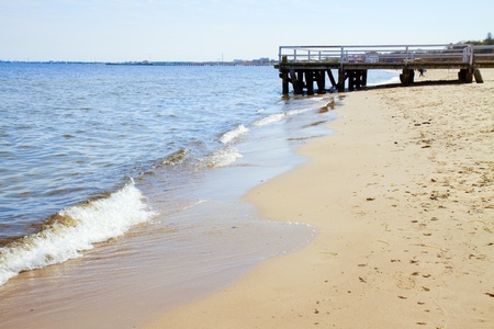 sea coast with white sand, Baltic sea, Sopot, Polandの写真素材
