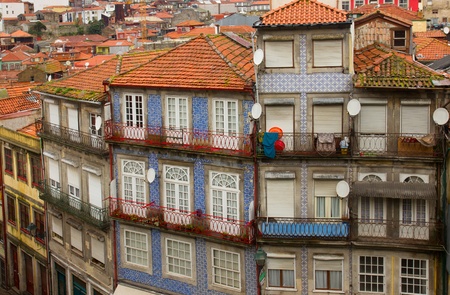 old houses in down town of Porto, Portugalの写真素材