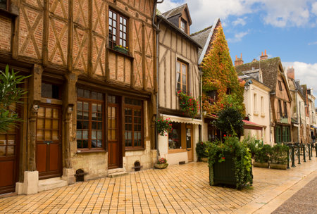 timbered houses in old town of  Amboise, Pays-de-la-Loire,Franceのeditorial素材