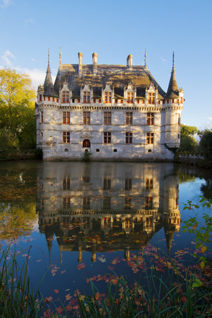 Azay-le-Rideau chateau  in autumn, the Loire Valley, Franceのeditorial素材