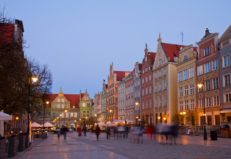 Famouse Dluga street at night, Gdansk, Poland