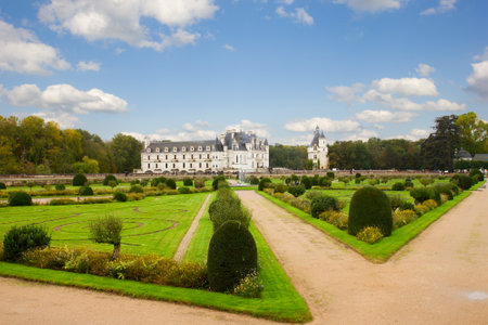 Chenonceau garden and castle   in the Loire Valley, Franceのeditorial素材