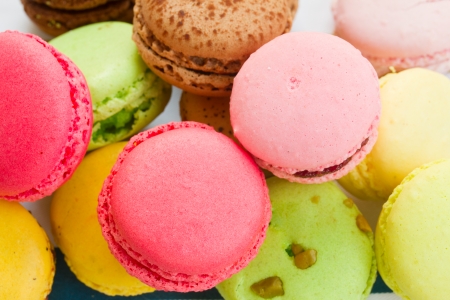 pile of french multicolored  macaroons close upの写真素材
