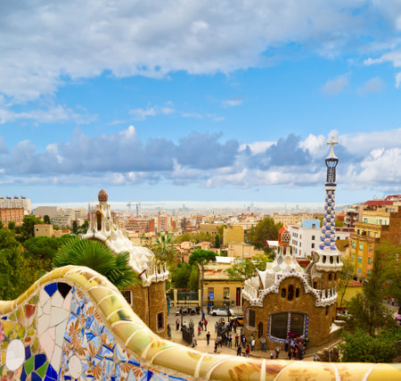 Park Guell  designed by Antonio Gaudi, Barcelona, Spain