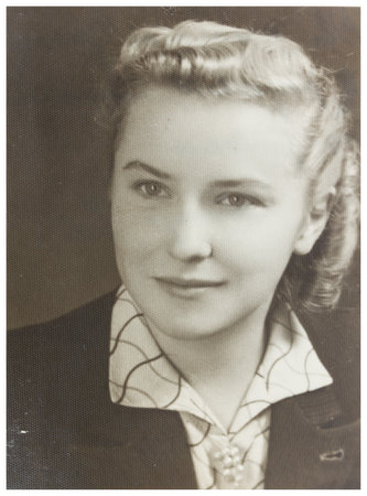 POLAND, WARSAW  - CIRCA 1940s: old photo portrait of young woman. Illustrative Image, subject of human interestのeditorial素材