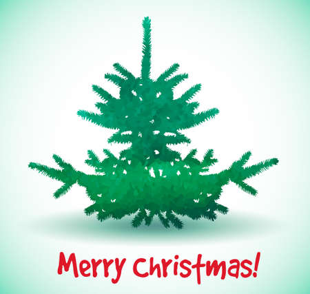 watercolor merry christmas dark green fir  treeのイラスト素材