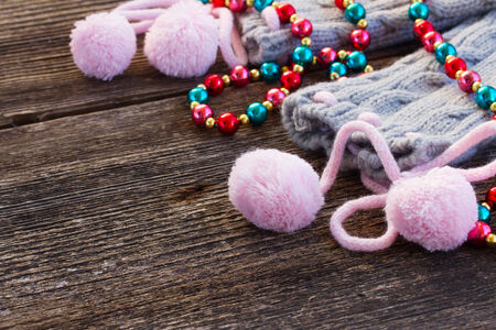 christmas decorations with  wool socksの写真素材