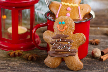 two traditional homemade gingerbread man
