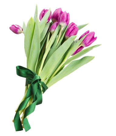 bouquet  of purple  tulip flowersの写真素材