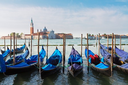 Gondolas floating in the Grand Canal, Venice, Italyの写真素材