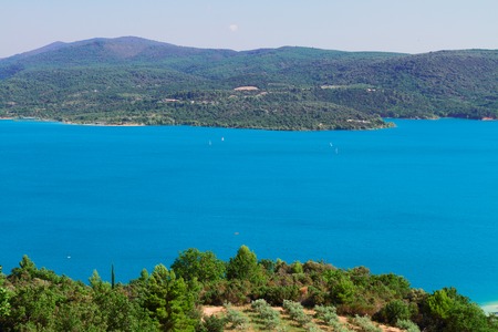 Gorge du Verdon with lake  Sainte Croix at summer day, Provence, Franceの写真素材