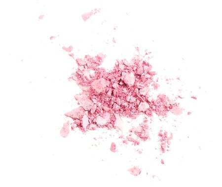 Pink eye shadows crumbles isolated on white backgroundの写真素材