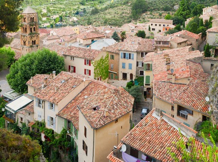 Moustiers-Sainte-Marie from above, provencal  typical small town in Provence, Franceの写真素材