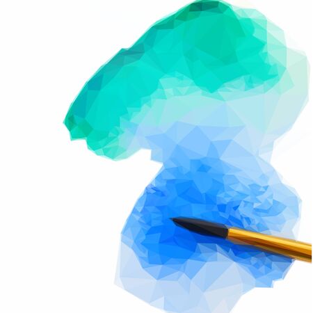 Low poly illustration watercolor stroke with brushのイラスト素材
