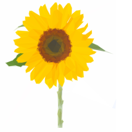 Low poly illustration of one bright sunflowerのイラスト素材