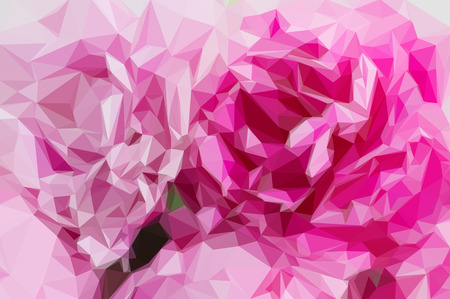Low poly illustration bouquet of fresh pink peonies close upのイラスト素材