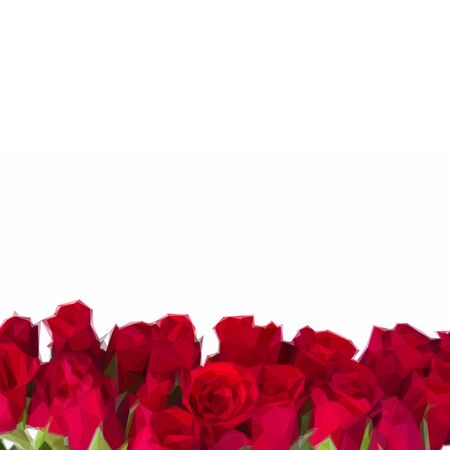 Low poly illustration border of fresh red garden rosesのイラスト素材