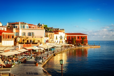 bay of Chania at sunny summer day, Crete Greece, tonedの写真素材