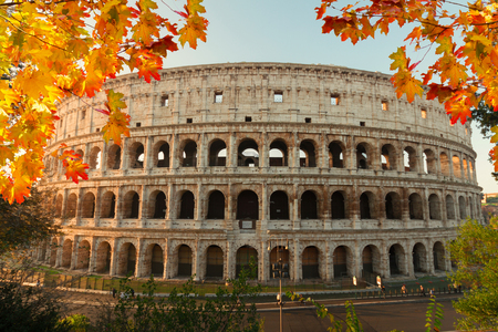 view of Colosseum building in Rome at fall day, Italyの写真素材