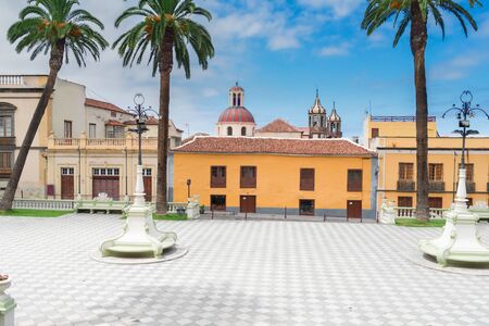 square of Ayntamento in La Orotava, Tenerife village, Spainの写真素材