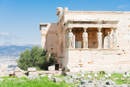 Erechtheion temple in Acropolis of Athens, Greeceの写真素材