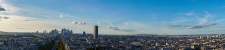 panorama of skyline of Paris city towards La Defense district from above, Franceの写真素材