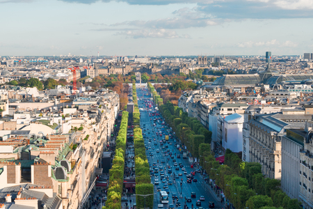 cityscape of Paris with Champ Elysees, Paris, Franceの写真素材