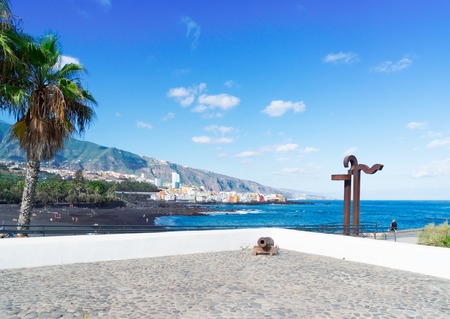 famous beach Playa Jardin, Puerto de la Cruz de Tenerife, Spainの写真素材