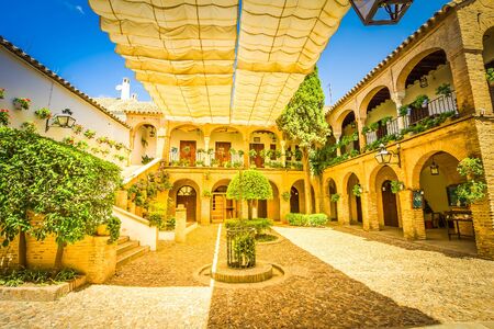 view of patio of a typical house in Cordoba, Spain, tonedの写真素材