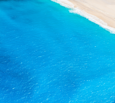 Navagio beach overhead close up view background, beautiful landscape of Zakinthos island, Greeceの写真素材