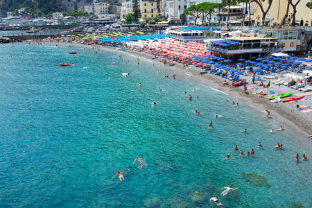 Amalfi coast and summer beach with clean blue water , Italyの写真素材