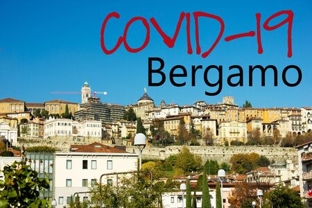 old upper town of Bergamo , Italy, coronavirus conceptの写真素材