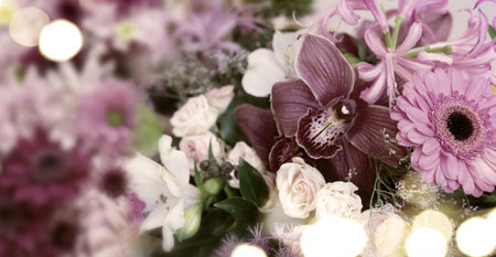 natural flowers background in pink shades on sale, web banner, in earth tones