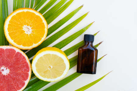 Citrus fruit vitamin c serum oil beauty care, anti aging natural cosmetic with naturl friuts...
