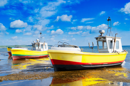 traditional fishing boats of Sopot, Polandの写真素材