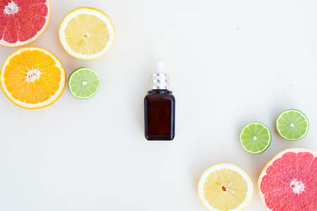 Citrus fruit vitamin c serum oil beauty care, anti aging natural cosmetic with naturl friutsの写真素材