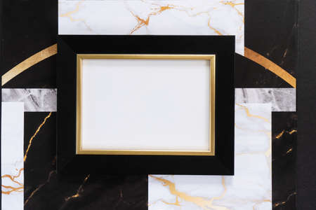 black and gold mok up frame, 20s art deco style