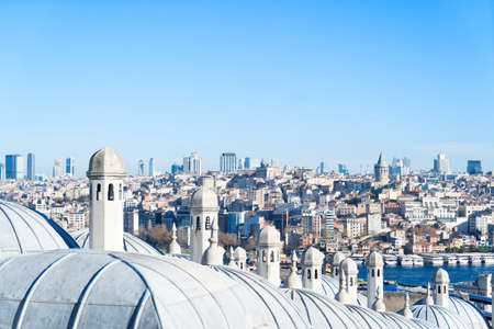 Skyline of Istanbul with old and modern buildings, Turkeyの写真素材