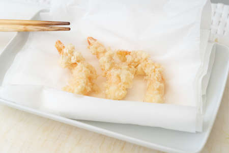 Tempura dish made of shrimpsの写真素材