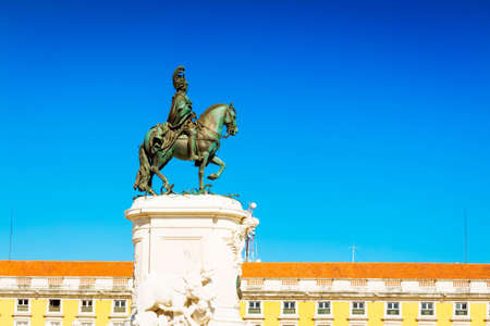 statue of King Jose on the Commerce square (Praca do Comercio) in Lisbon, Portugal