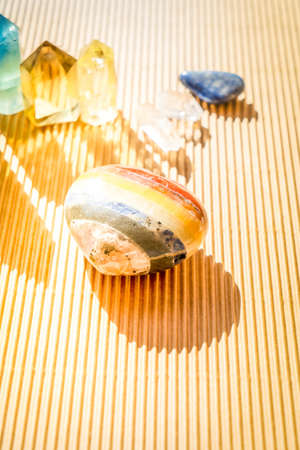 gemstones minerals collection close up, magic healing Rock for Reiki Crystal Ritual, Witchcraft, spiritual esoteric practiceの写真素材