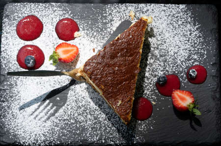 polish national desert - Sernik cheese pie, top viwe