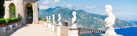 beautiful details of Ravello village, Amalfitana coast of Italy at summer, web banner formatの写真素材