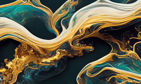 Colorful vintage paint background, teal and golden swirls, web header