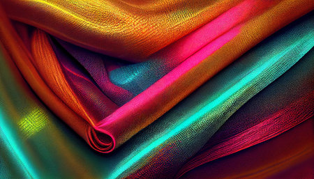 neon textile background, curves of pink, blue colorsの写真素材