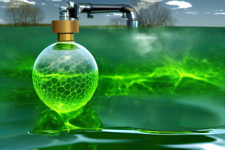 Clean green hydrogen as renewable energie source conceptの写真素材