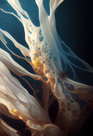 Colorful vintage paint background, blue and white metalic golden swirlsの写真素材