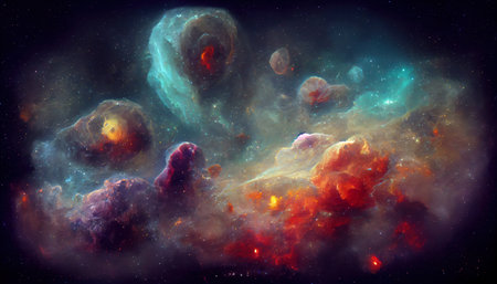 Deep space abstract colorful background with galaxy, stars and cosmic gas nebula type